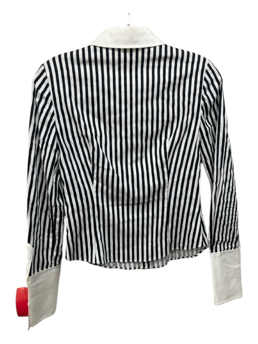 Alice + Olivia Size XS White & Black Cotton Blend Vertical Stripes Top White & Black / XS