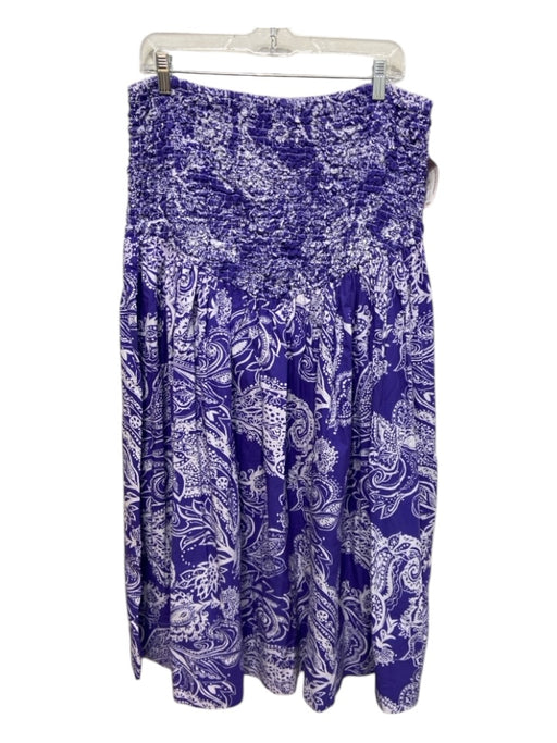 Mara Hoffman Size 2X Purple & White Cotton Smocked Upper Midi Floral Skirt Purple & White / 2X