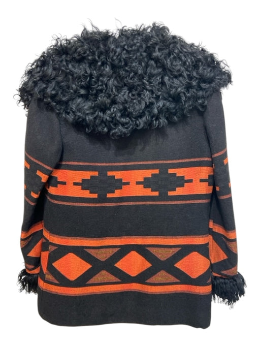 No Brand Size Small Black & Orange Wool & Fur Fur Collar Southwestern Jacket Black & Orange / Small