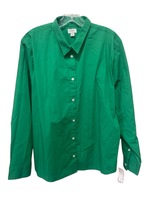 J Crew Size 2X Green Cotton Collar Long Sleeve Button Top Green / 2X