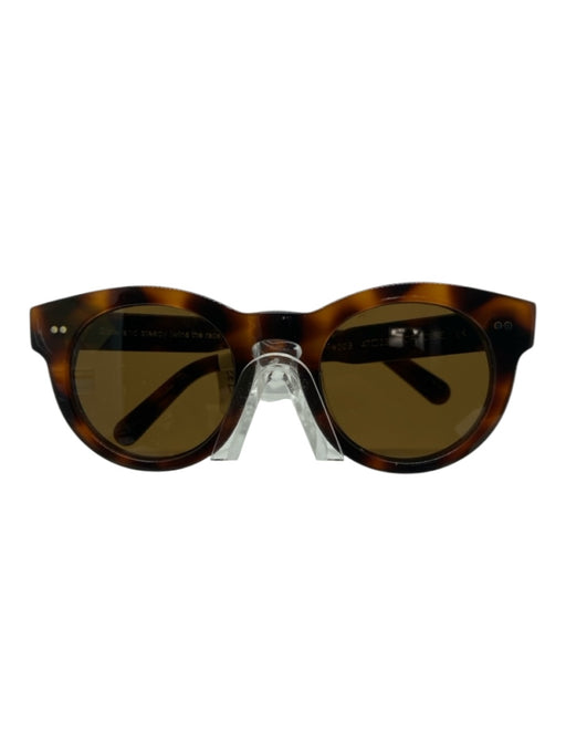 Chimi Eye Wear Dark Brown Print Acetate round Tortoise Sunglasses Dark Brown Print