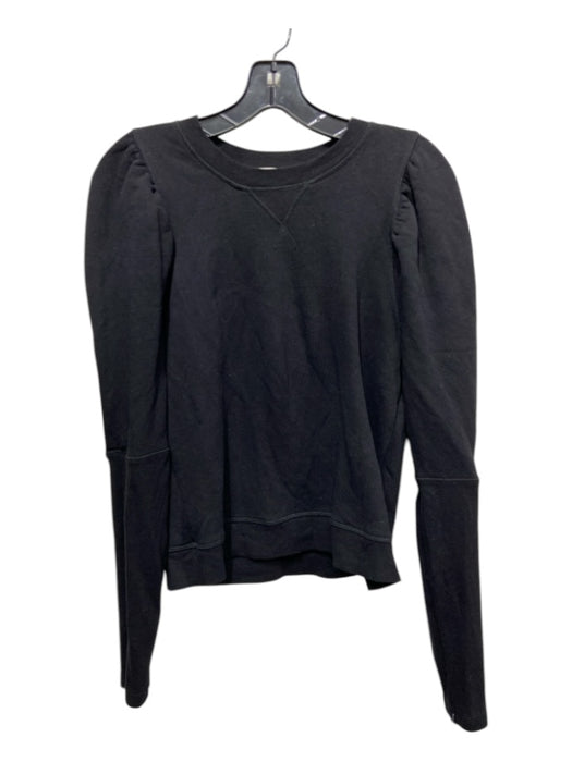 Ulla Johnson Size M Black Organic Cotton Puff Shoulder Long Sleeve Crew Neck Top Black / M