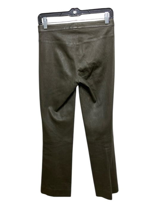 Theory Size 00 Dark Olive Green Lamb leather Hook & Zip Slim Straight Leg Pants Dark Olive Green / 00