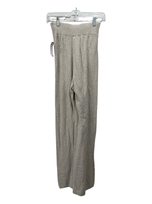 Free People Size XS Taupe Cotton & Nylon Elastic Waist Long Wide Leg Pants Taupe / XS