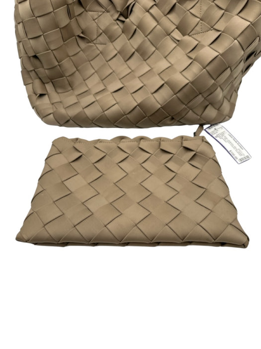 Naghedi Taupe Brown Neoprene Woven Double Handle Tote Pouch Included Bag Taupe Brown / M