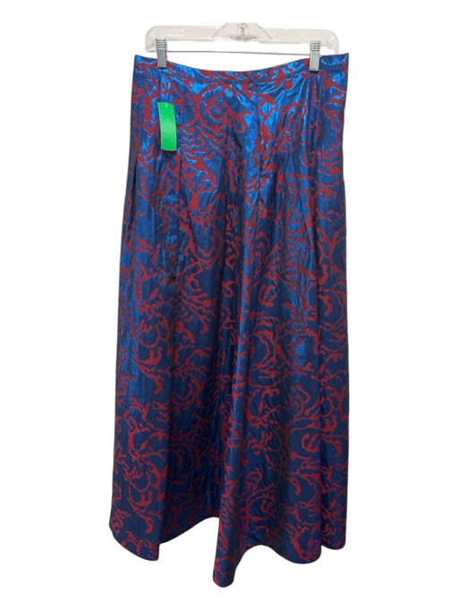 Maeve Size 12 Red & Blue Polyester & Viscose Metallic Floral Maxi Side Zip Skirt Red & Blue / 12