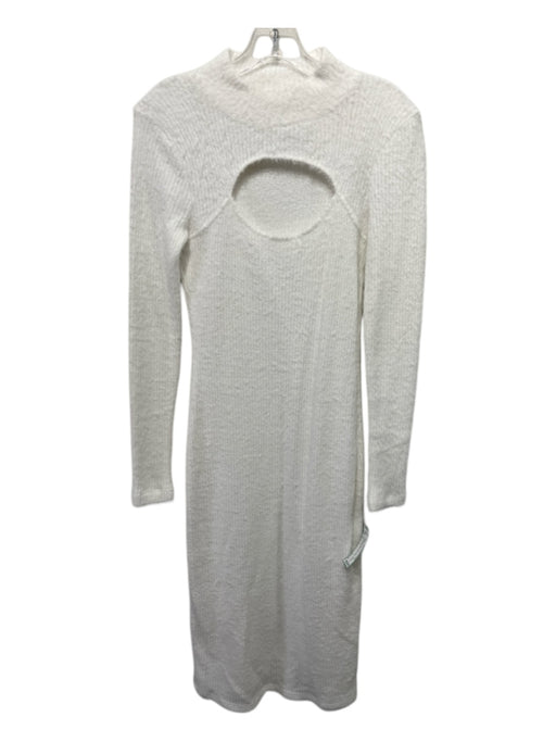 Daily Practice Size M White Polyamide Blend Fuzzy Cut Out Long Sleeve Maxi Dress White / M