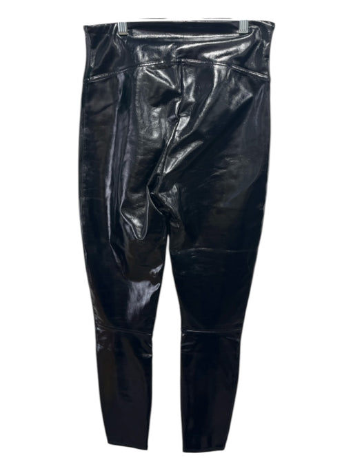 Spanx Size M Black Patent Leather High Rise Elastic Waist Leggings Black / M