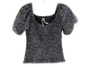 By Anthropologie Size XS Black Polyester & Elastane Smocked Scoop Neck Top Black / XS