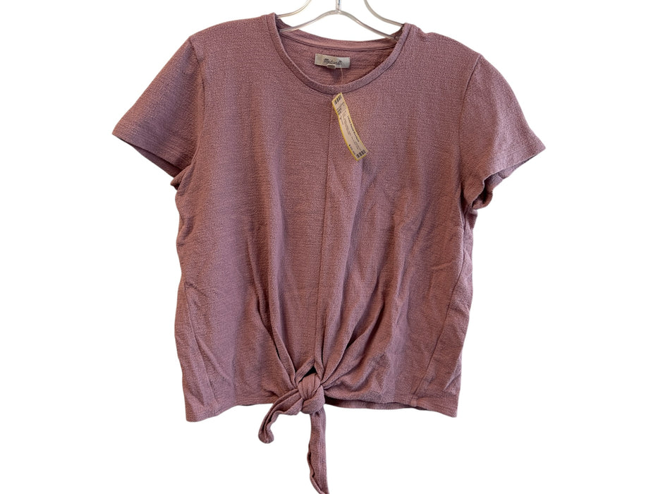 Madewell Size S Pink 100% Cotton Solid Tie Front Cap Sleeve Top Pink / S