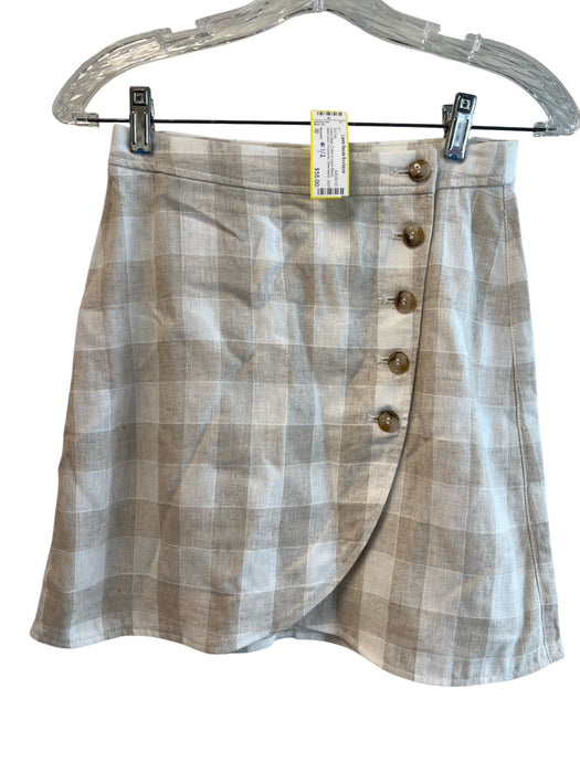 Madewell Size 00 Beige Cotton & Linen Blend Button Down Checkered Skirt Set Beige / 00