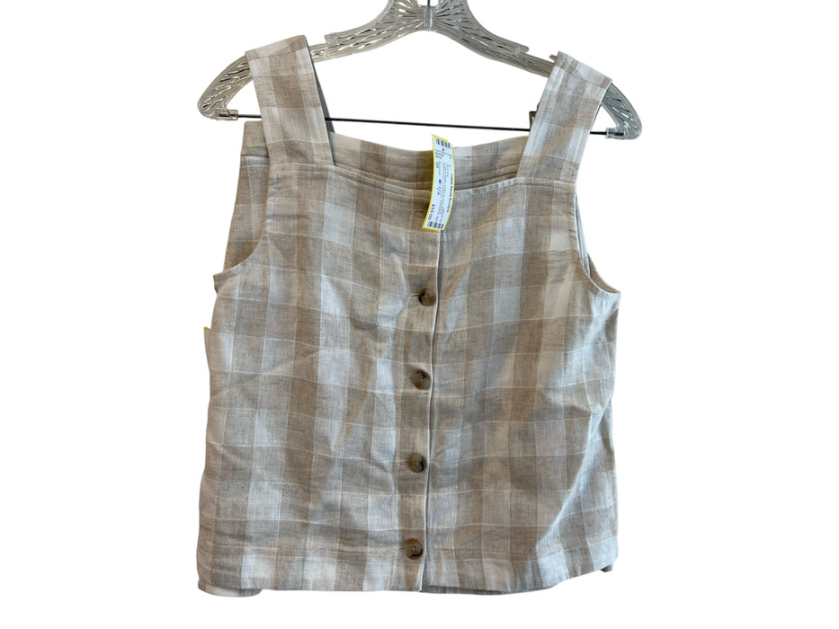 Madewell Size 00 Beige Cotton & Linen Blend Button Down Checkered Skirt Set Beige / 00