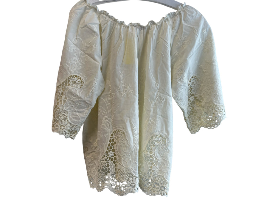 Ella Moss Size S Cream 100% Cotton broderie anglaise Floral Embroidery Top Cream / S