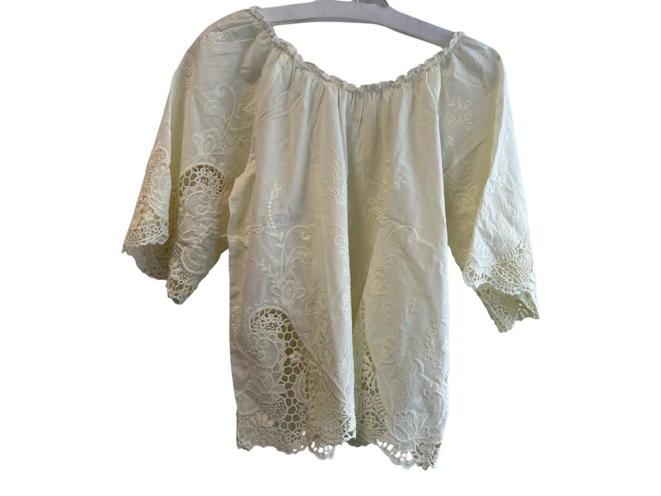 Ella Moss Size S Cream 100% Cotton broderie anglaise Floral Embroidery Top Cream / S