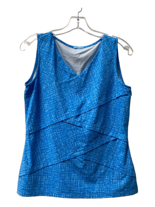 J Mclaughlin Size M Blue & White Missing Fabric Tag Sleeveless Abstract Top Blue & White / M