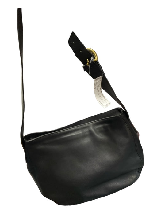 Coach Black Leather Top Zipper Logo Shoulder Strap Gold Hardware Bag Black / S