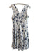 Rebecca Taylor Size 2 White & Blue Cotton V Neck & Back Floral Print Dress White & Blue / 2