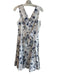 Rebecca Taylor Size 2 White & Blue Cotton V Neck & Back Floral Print Dress White & Blue / 2
