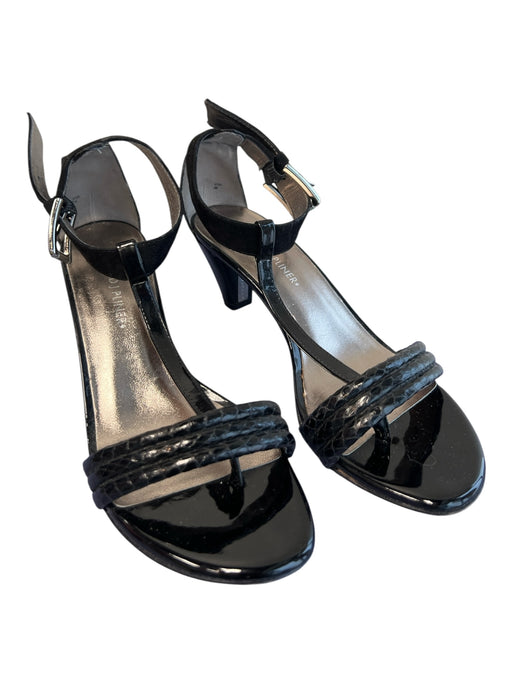 Donald J Pliner Shoe Size 7 Black Embossed open toe Ankle Strap Shoes Black / 7