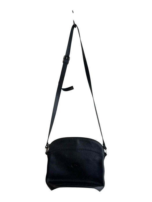Longchamp Black Leather Silver Hardware Zip Close Pebbled Cross Body Bag Black / M