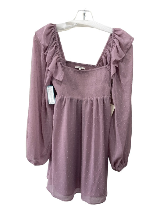 Tularosa Size S Lavender Polyester Sheer Sleeves dots Square Neck Dress Lavender / S