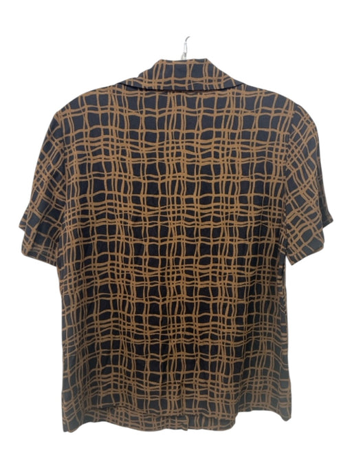 Reformation Size S Brown & Black Viscose Blend Abstract Print Button Up Top Brown & Black / S