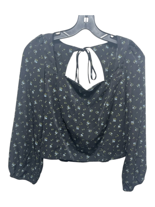 Levis Size S Black, Blue, Green Smocked Back Floral Print Square Neck Top Black, Blue, Green / S