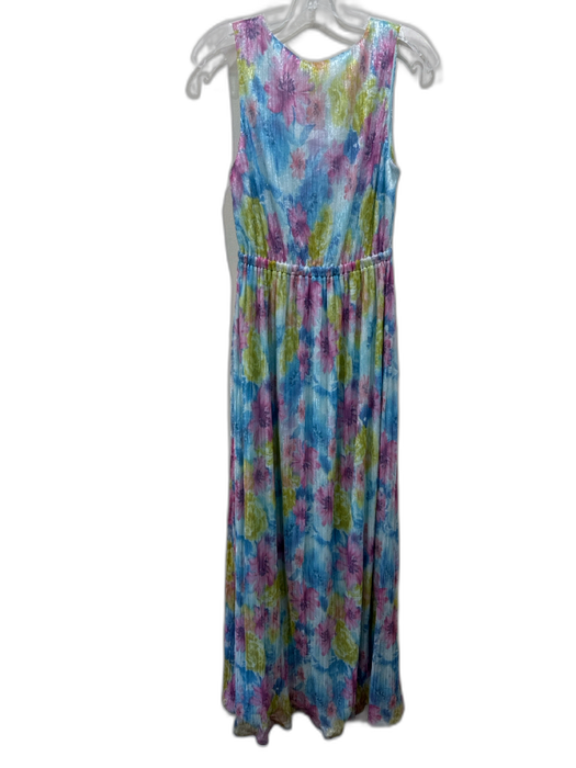 Ramy Brook Size 4 Turquoise, Pink & Multi Polyester Shimmer Floral Cut Out Dress Turquoise, Pink & Multi / 4