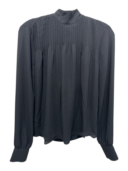 Derek Lam 10 Crosby Size 4 Black Polyester Pintuck Bib Front Long Sleeve Top Black / 4