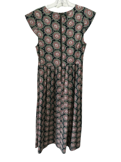 The Great Size 1 Black, Green & Red Cotton Cap Sleeve Floral Back Zip Dress Black, Green & Red / 1