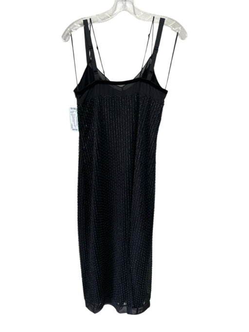 Vince Size 4 Black Polyester Beaded Mesh Overlay Sleeveless Back Zip Dress Black / 4