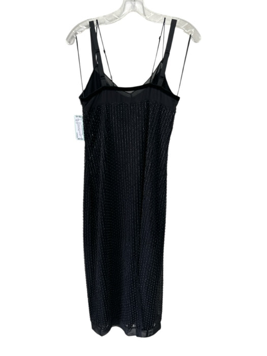 Vince Size 4 Black Polyester Beaded Mesh Overlay Sleeveless Back Zip Dress Black / 4