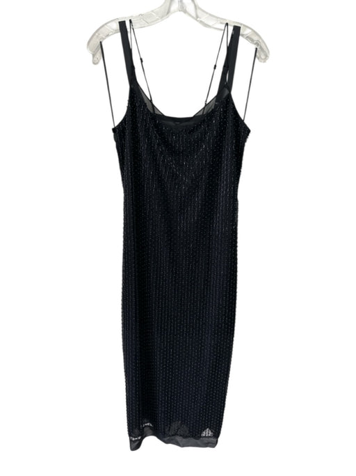 Vince Size 4 Black Polyester Beaded Mesh Overlay Sleeveless Back Zip Dress Black / 4