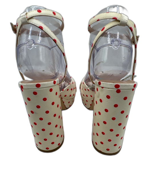 LK Bennett Shoe Size 39 Cream White & Red textile upper Polka Dots Sandals Cream White & Red / 39