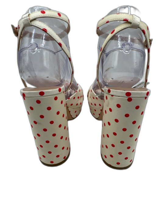LK Bennett Shoe Size 39 Cream White & Red textile upper Polka Dots Sandals Cream White & Red / 39