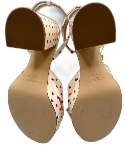 LK Bennett Shoe Size 39 Cream White & Red textile upper Polka Dots Sandals Cream White & Red / 39
