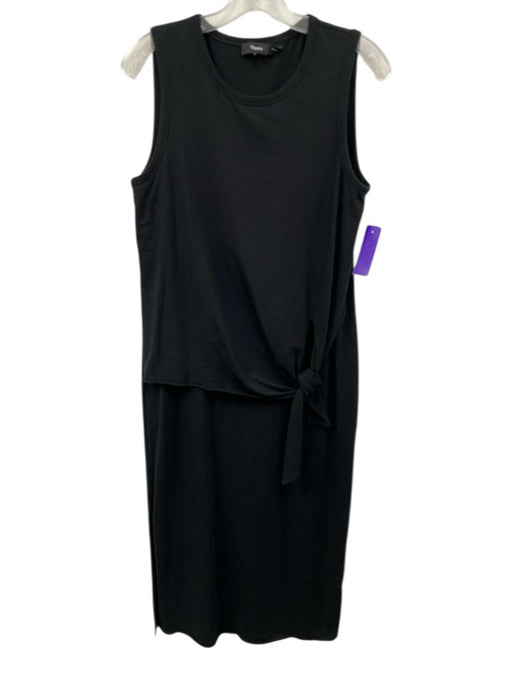 Theory Size M Black Missing Fabric Tag Sleeveless Knot Detail Side Slit Dress Black / M