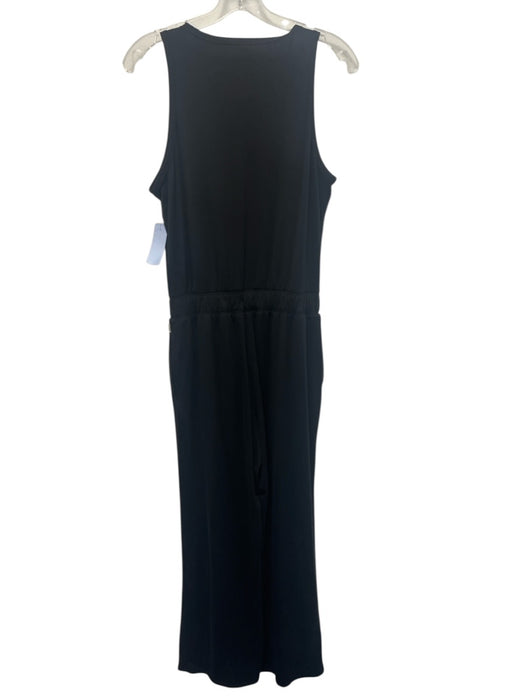 Vuori Size S Black Polyester Blend Sleeveless 1/2 Button Jumpsuit Black / S