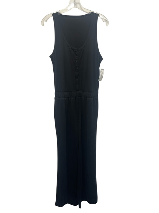 Vuori Size S Black Polyester Blend Sleeveless 1/2 Button Jumpsuit Black / S