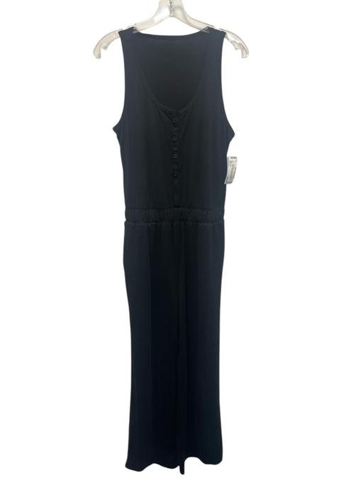 Vuori Size S Black Polyester Blend Sleeveless 1/2 Button Jumpsuit Black / S