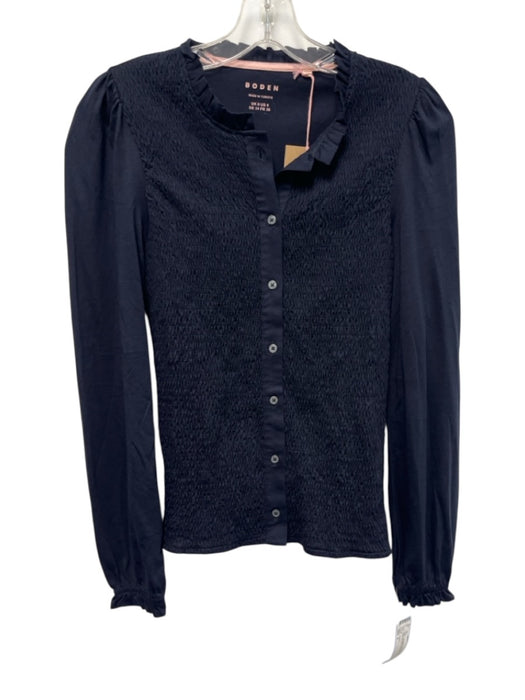 Boden Size 4 Midnight blue Cotton Blend Long Balloon Sleeve Shirred Top Midnight blue / 4