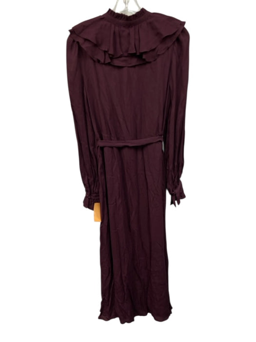 Boden Size 4 Burgundy Red Viscose Long Sleeve Ruffles Button Front Maxi Dress Burgundy Red / 4