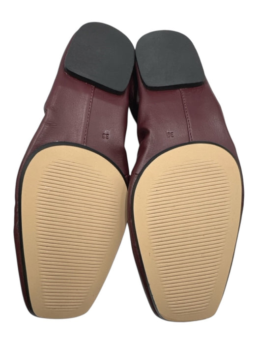 LK Bennett Shoe Size 38 Burgundy Red Leather Upper Square Toe Scrunch Flats Burgundy Red / 38