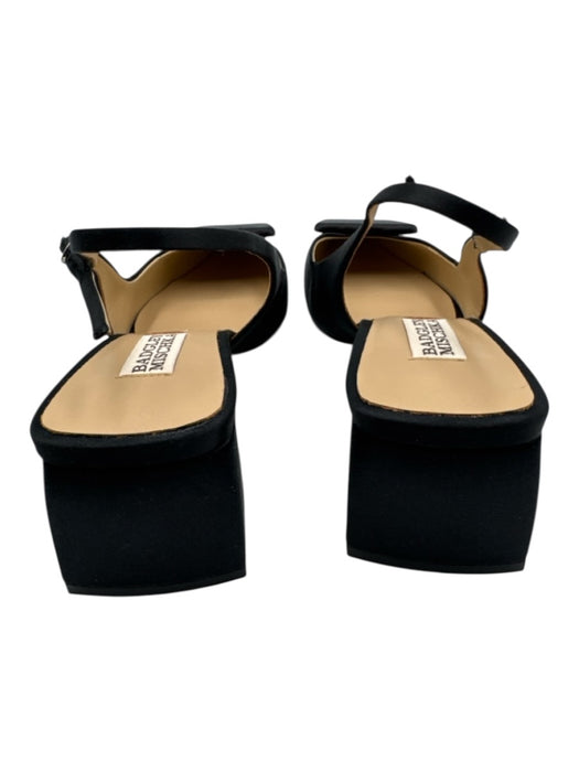 Badgley Mischka Shoe Size 8 Black Leather & Textile Square Toe Block Heel Pumps Black / 8