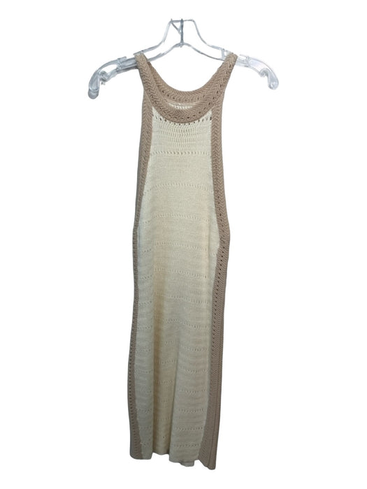 The Normal Brand Size M White & Beige Cotton Crochet Round Neck Sleeveless Dress White & Beige / M