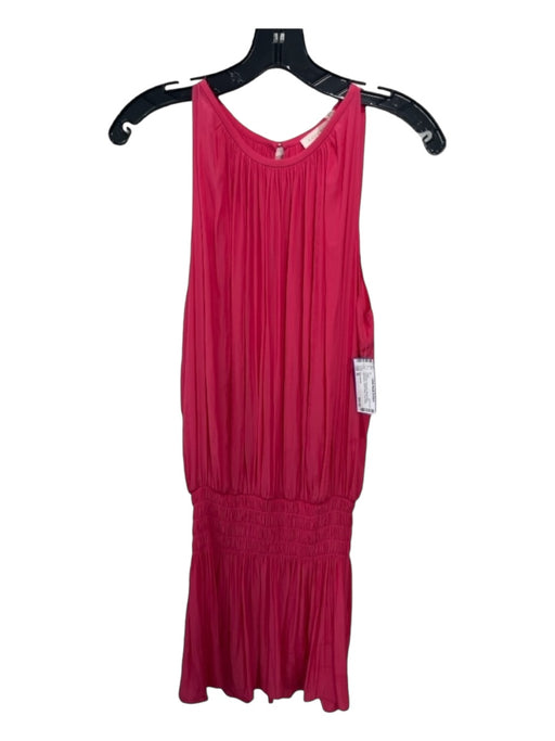 Ramy Brook Size M Coral Pink Polyester Round Neck Sleeveless Elastic Waist Dress Coral Pink / M