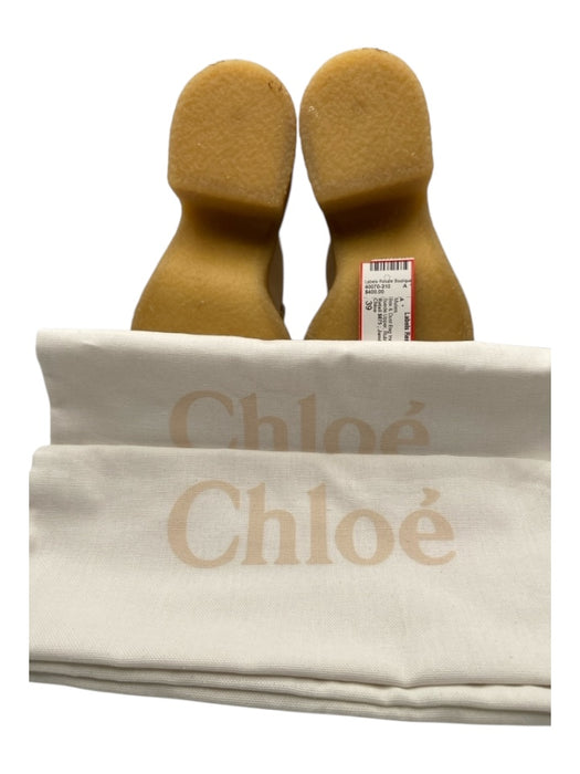 Chloe Shoe Size 39 Biscotti Beige Suede Upper Rubber Sole Solid Block Heel Mules Biscotti Beige / 39