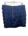 Trina Turk Size 8 Navy Blue Polyester Fringe Tiered Side Zip Skirt Navy Blue / 8