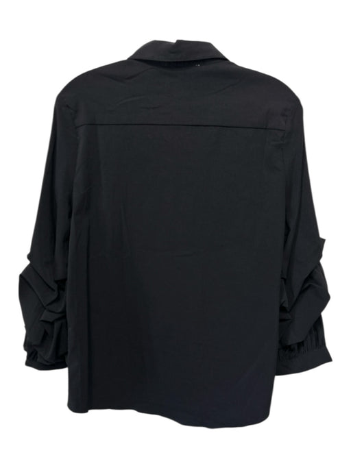 Pomander Place Size Medium Black Polyester Long puff sleeve Button Front Top Black / Medium