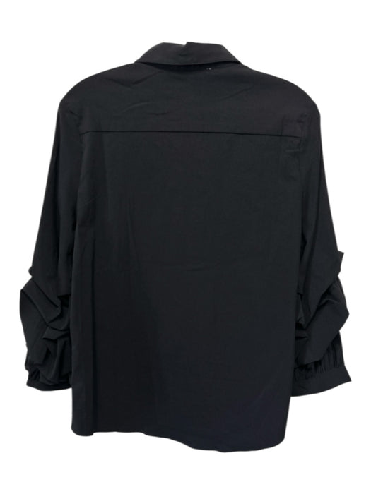 Pomander Place Size Medium Black Polyester Long puff sleeve Button Front Top Black / Medium